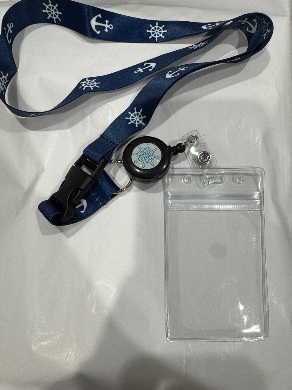 Navy Anchor & Wheel Lanyard Badge Holder